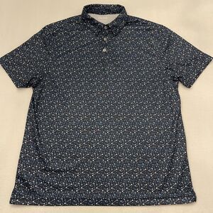 Etonic Shirt Mens Large Blue Tee All Over Print Stretch Performance Golf Polo